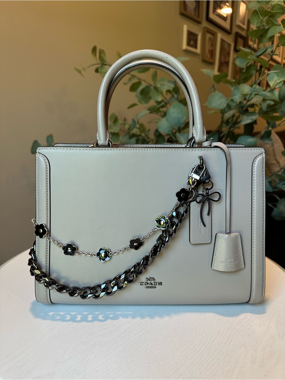 Coach Light Grey Zoe Carryall with Gunmetal Hardware